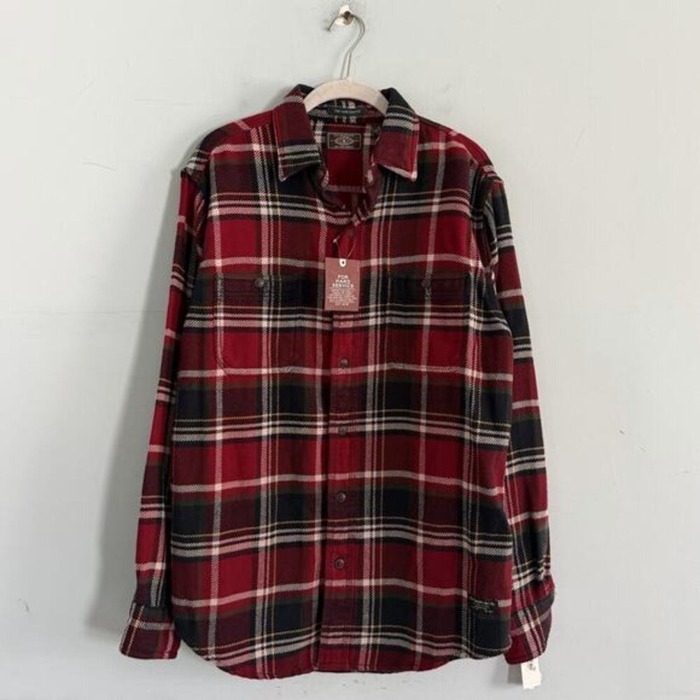 NWT G.H. Bass & Co Plaid Red Flannel Button Down Cotton Long Sleeve